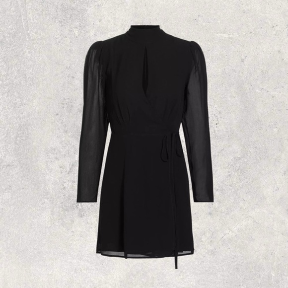 Reformation Black Otessa Mock Mini Dress XS B1302
